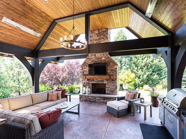 Photo of a luxury home outdoor living area